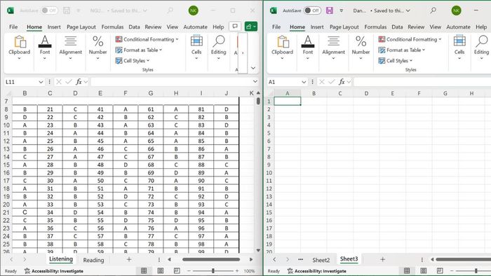 Hình minh họa bước 3 khi sử dụng phím tắt để mở 2 File Excel cùng lúc