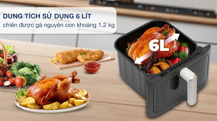 Nồi chiên không dầu Bear BAF-P63W1 6 lít - Dung tích