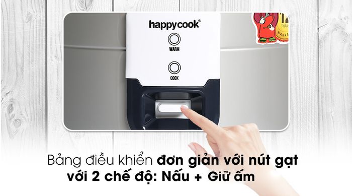 2 chế độ nấu, giữ ấm điều khiển bằng nút gạt dễ dàng