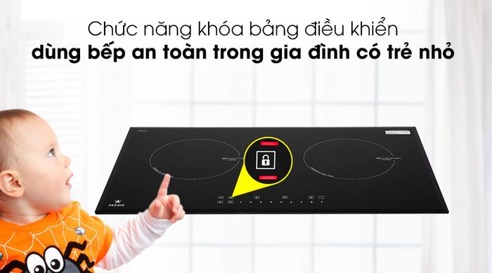 Khóa bảng điều khiển - Bếp từ đôi Pramie 2201
