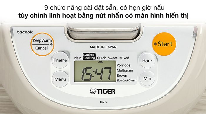 Điều khiển - Nồi cơm điện tử Tiger 1.8 lít JBV-S18W