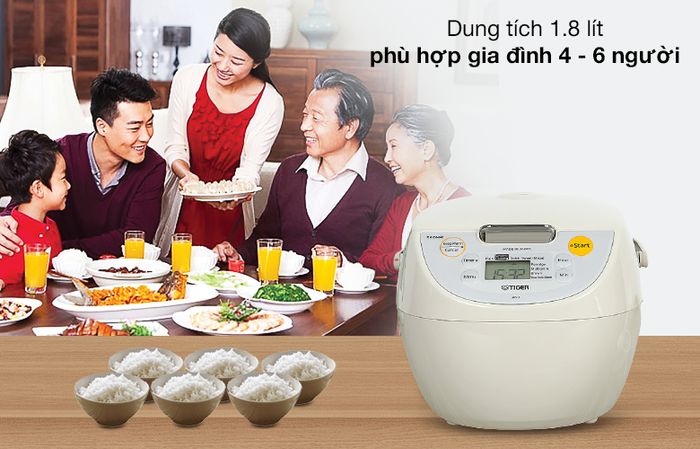 Dung tích - Nồi cơm điện tử Tiger 1.8 lít JBV-S18W