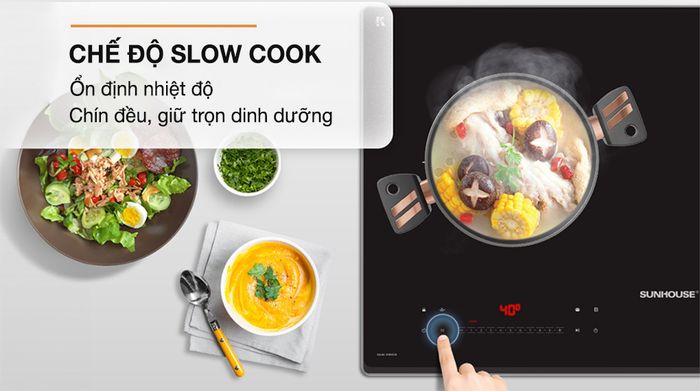 Chế độ Slow Cook - Bếp từ đôi lắp âm Sunhouse Mama SHB82082-VMD