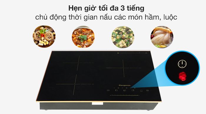 Hẹn giờ - Bếp từ hồng ngoại ba vùng nấu Kangaroo KG446i