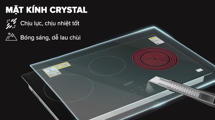 Bếp từ hồng ngoại 3 vùng nấu lắp âm KAFF KF-IC3801 - Thiết kế, chất liệu mặt bếp