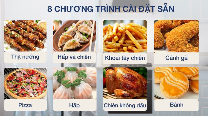 Lò chiên không dầu hơi nước BlueStone AFB-5895 24 lít - Chương trình