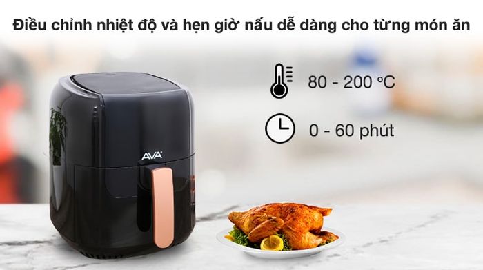 Nồi chiên không dầu AVA BF502A - Nhiệt độ, thời gian