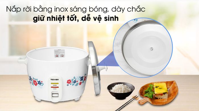 Nắp rời inox - Nồi cơm nắp rời Toshiba RC-18MH2PV(W) 1.8 lít
