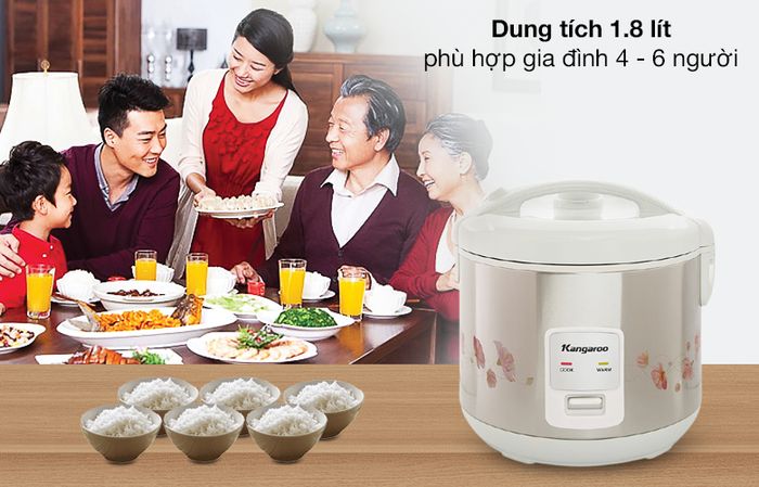 Dung tích - Nồi cơm điện nắp gài Kangaroo 1.8 lít KG18RC3