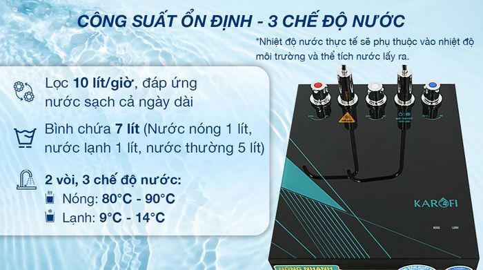 Máy lọc nước RO nóng nguội lạnh Karofi KAD-X58 11 lõi - Công suất