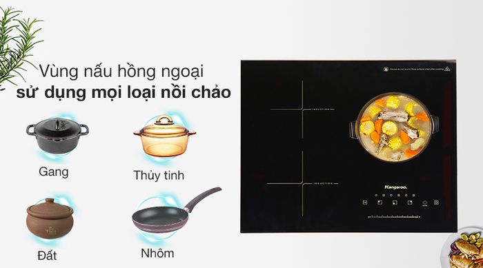 Nồi nâu hồng ngoại - Bếp từ hồng ngoại ba vùng nấu Kangaroo KG446i