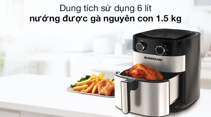 Nồi chiên không dầu Sunhouse SHD4026 6 lít - Dung tích 6 lít