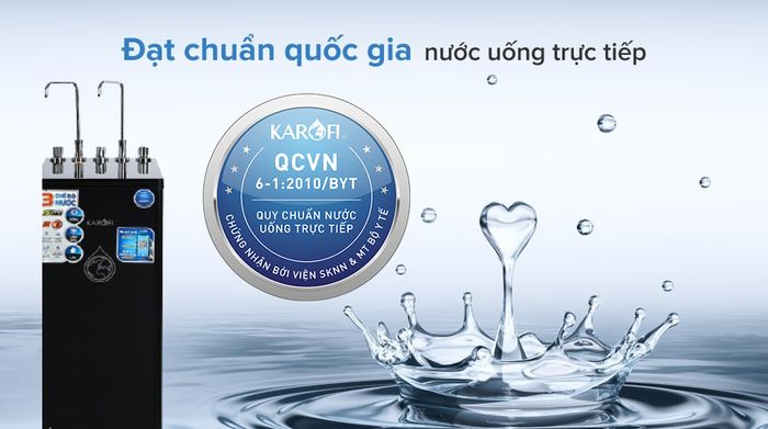 Chuẩn quốc gia nước uống trực tiếp - Máy lọc nước RO nóng nguội lạnh Karofi KAD-D66 11 lõi