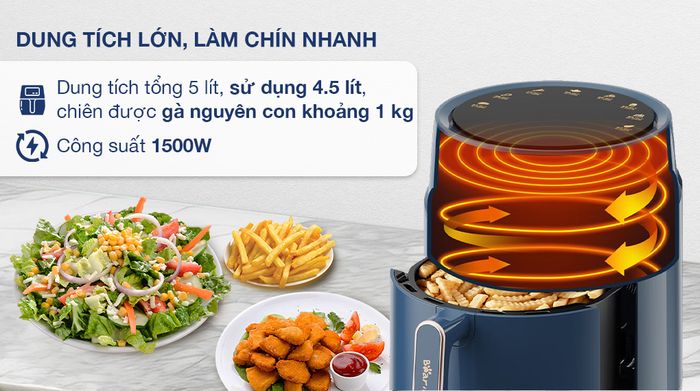 Nồi chiên không dầu Bear QZG-A15T2 4.5 lít - Dung tích