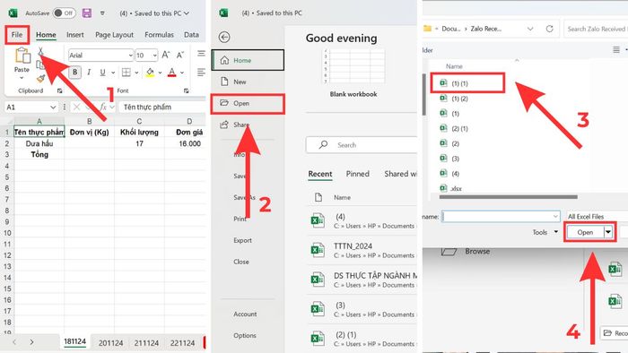 Hình minh họa bước 2 trong cách mở 2 File Excel cùng lúc theo phương pháp thủ công