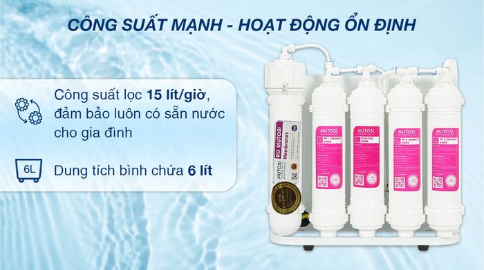 Máy lọc nước RO Mutosi MP-1101 11 lõi - Công suất, bình chứa