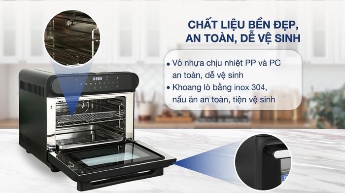Lò chiên không dầu hơi nước BlueStone AFB-5895 24 lít - Thiết kế