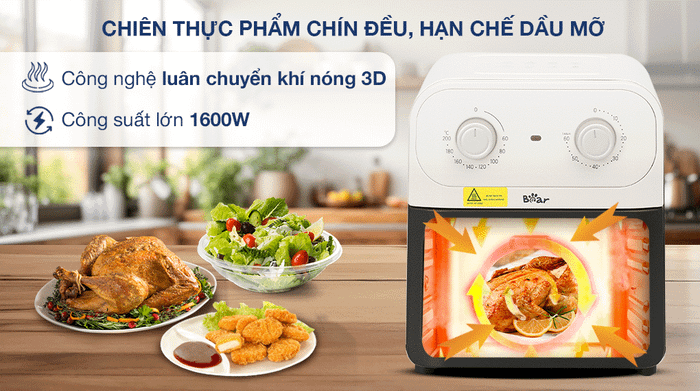 Nồi chiên không dầu Bear BAF-P63W1 6 lít - Công nghệ, công suất