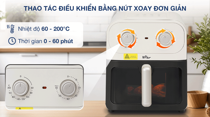 Nồi chiên không dầu Bear BAF-P63W1 6 lít - Bảng điều khiển