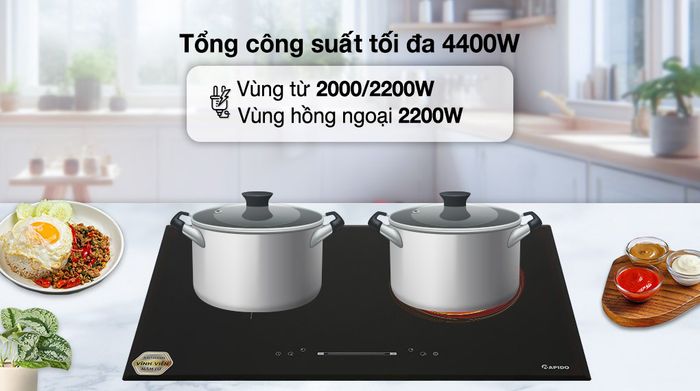 Bếp từ hồng ngoại lắp âm Rapido RC4200DS - Công suất