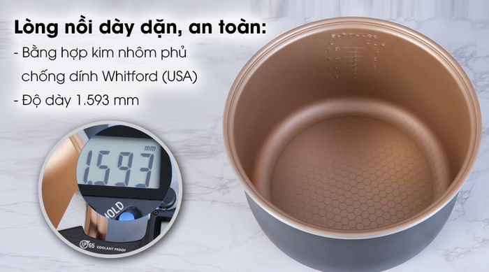 Nồi cơm nắp gài Sunhouse SHD8606 1.8 lít - Lòng nồi cơm điện làm từ hợp kim nhôm phủ chống dính