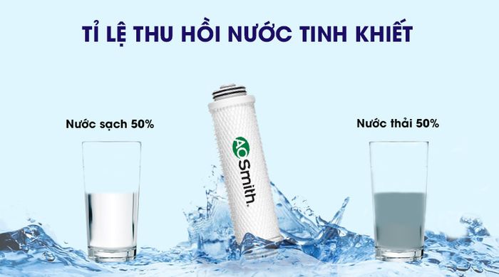 Tỉ lệ lọc thải 50:50 - Máy lọc nước RO Aosmith E3