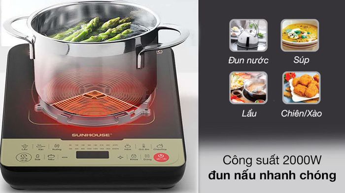 Công suất mạnh mẽ - Bếp từ Sunhouse SHD6867