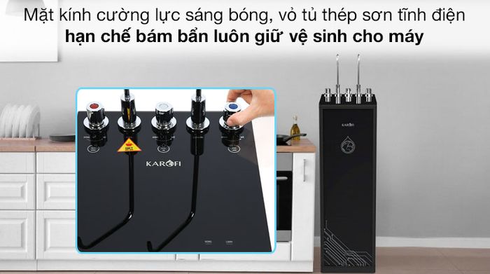 Mặt kính cường lực - Máy lọc nước RO nóng lạnh Karofi KAD-D66 11 lõi