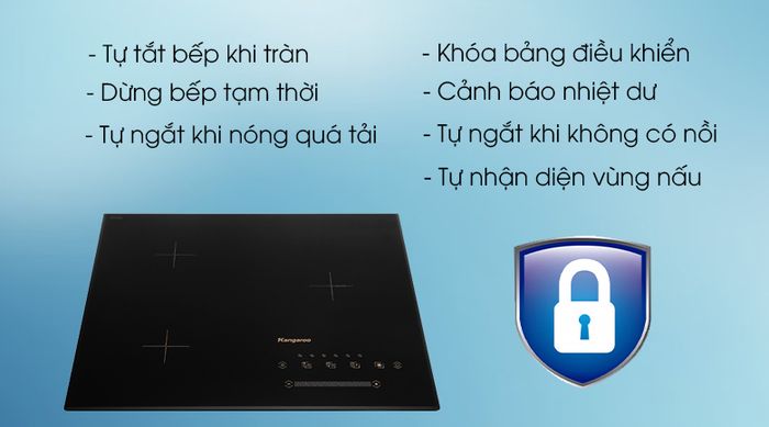Bếp từ ba vùng nấu kangaroo KG836i - Bếp từ Kangaroo có nhiều tính năng thông minh giúp an toàn khi sử dụng