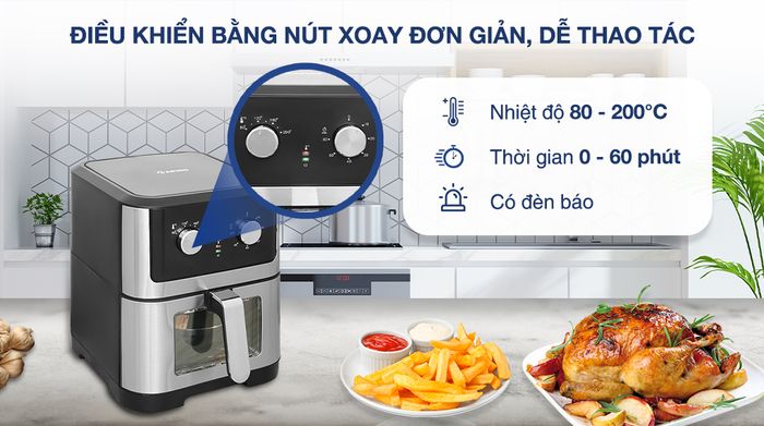 Nồi chiên không dầu Rapido RAF-8.0M 8 lít - Bảng điều khiển