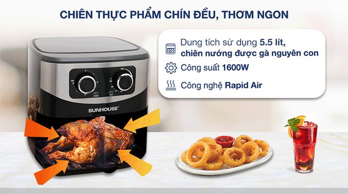 Nồi chiên không dầu Sunhouse SHD4062 - Dung tích sử dụng