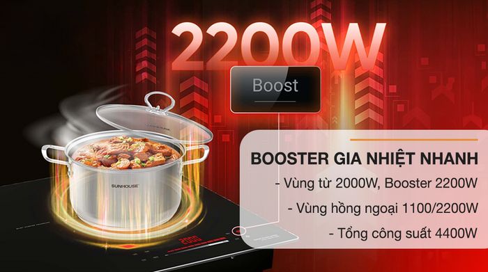 Công suất - Bếp từ hồng ngoại lắp âm Sunhouse SHB82011-MMD