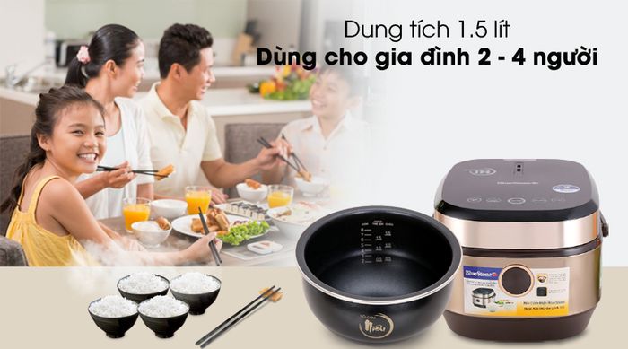 Dùng cho 2 - 4 người ăn - Nồi cơm cao tần Bluestone RCB-5988 1.5 lít