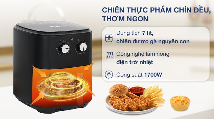Nồi chiên không dầu Rapido SMART-7.0M 7 lít - Dung tích, công suất