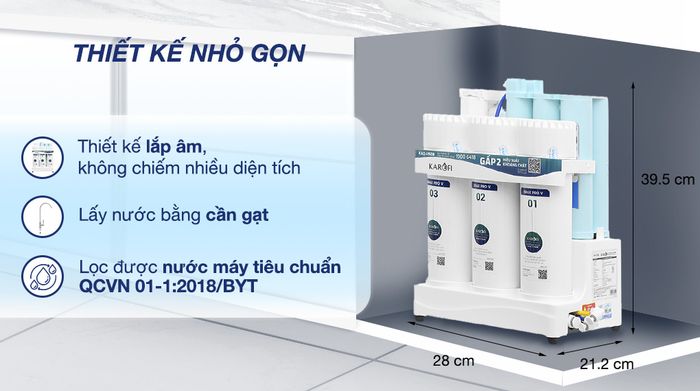 Máy lọc nước RO Karofi KAQ-US08 10 lõi - Thiết kế