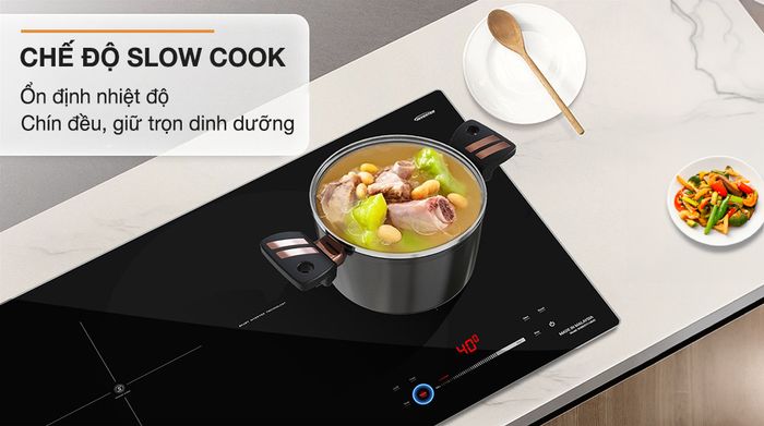 Chức năng nấu chậm Slow Cook - Bếp từ hồng ngoại lắp âm Sunhouse SHB82011-MMD
