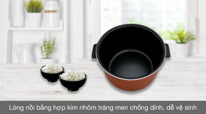Nồi cơm điện tử Hommy 1.8 lít JS-E50C - Lòng nồi bằng hợp kim nhôm tráng men chống dính