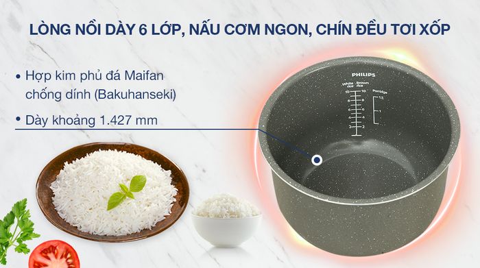 Nồi cơm điện tử Philips 1.8 lít HD4515/55 - Lòng nồi