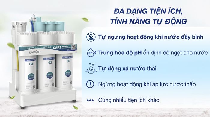 Máy lọc nước RO Karofi KAQ-US08 10 lõi - Tiện ích