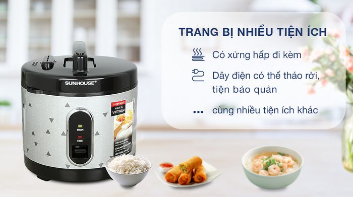 Nồi cơm điện nắp gài Sunhouse 3 lít SHD8305 - Tiện ích