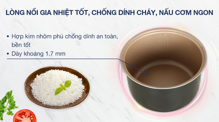 Nồi cơm điện nắp gài Sunhouse 3 lít SHD8305 - Lòng nồi