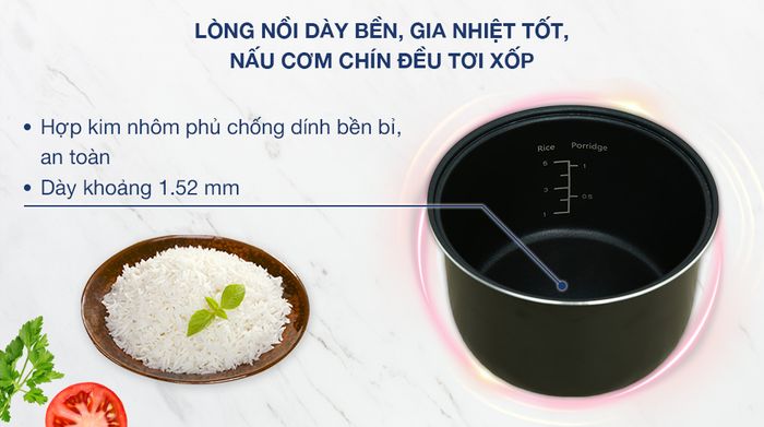 Nồi cơm điện tử Sunhouse 1 lít SHD8802 - Lòng nồi