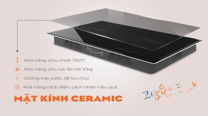 Thiết kế - Chất liệu mặt bếp - Bếp từ hồng ngoại lắp âm HAWONKOO CEH-210-IF
