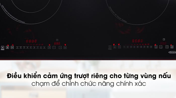 Bếp từ hồng ngoại Pramie 2105 - Bảng điều khiển cảm ứng độc lập cho từng vùng nấu, cảm ứng trượt dễ dùng