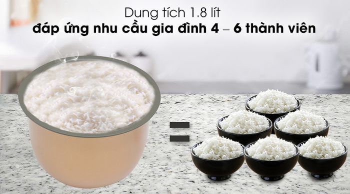 Nồi cơm điện tử Sunhouse mama 1.8 lít SHD8903 - Dung tích 1.8 lít