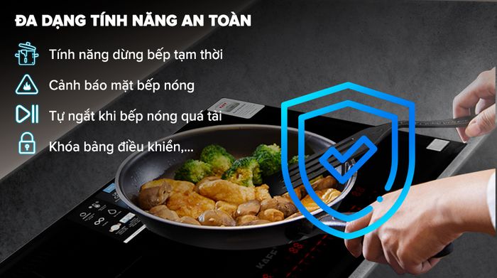 Bếp từ đôi lắp âm KAFF KF-HID7348II - Tính năng an toàn