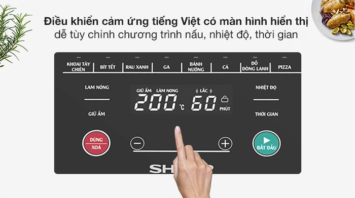 Bảng điều khiển - Nồi chiên không dầu Sharp KF-AF70EV-BK 5.5 lít