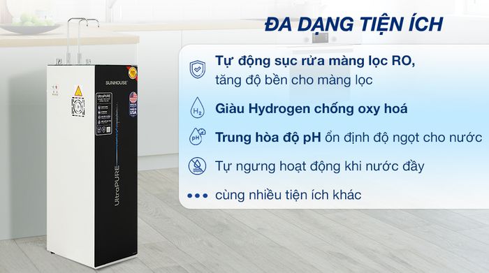 Máy lọc nước RO nóng nguội lạnh Sunhouse UltraPURE SHA76210KL 10 lõi - Tiện ích
