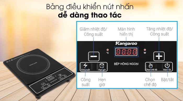 Bếp hồng ngoại Kangaroo KG20IFP1 - Bảng điều khiển nút nhấn điện tử