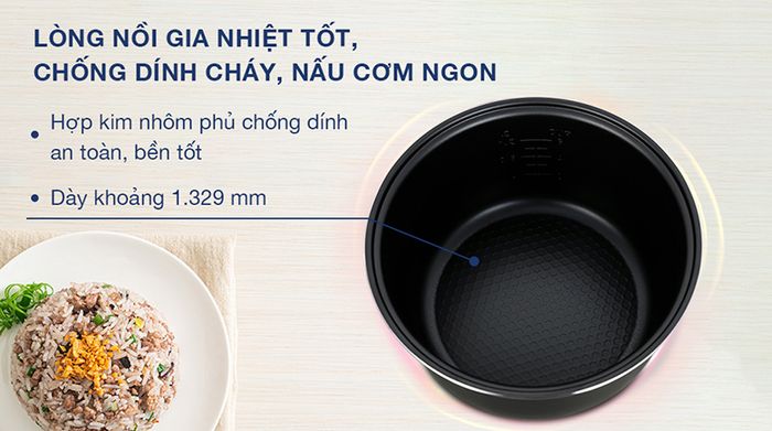 Nồi cơm nắp gài Crystal 1.2 lít JRC-120S - Lòng nồi
